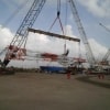 Glanding and termination of lighting cable at main deck. Preparation for lifting and installation telecom tower.
